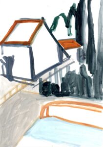 Kasteelwegel pencil with waterbased oil on paper Bilder ohne Hast 28,5 x 21 cm 2015